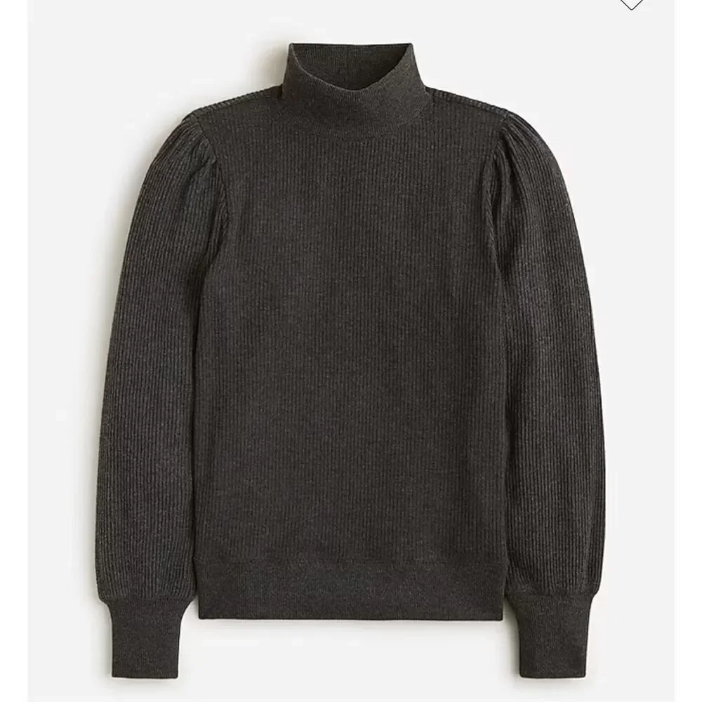 J. CREW Women’s Gray Mock Neck Ribbed Pullover Sweater XL Long Sleeve‎ Soft NWT